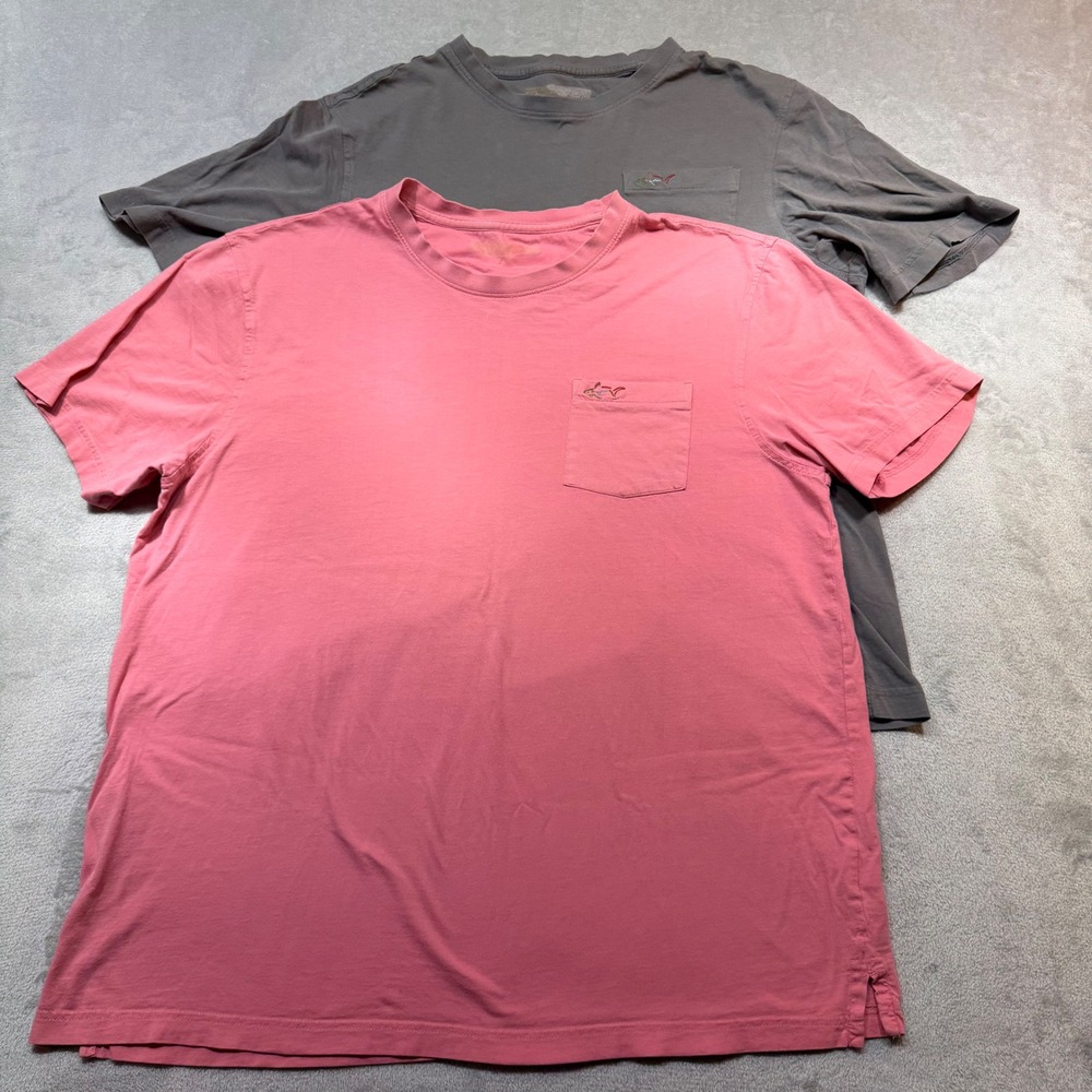 Greg Norman Mens Pocket T-Shirt Bundle L Pink Grey Cotton Golf Tee 2 Pk Comfort